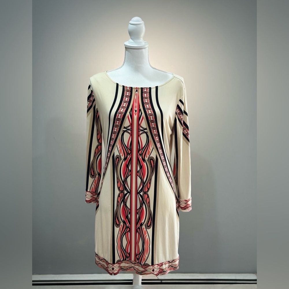 SALE! Cream Style & Co Patterned Mini Dress Size M EUC